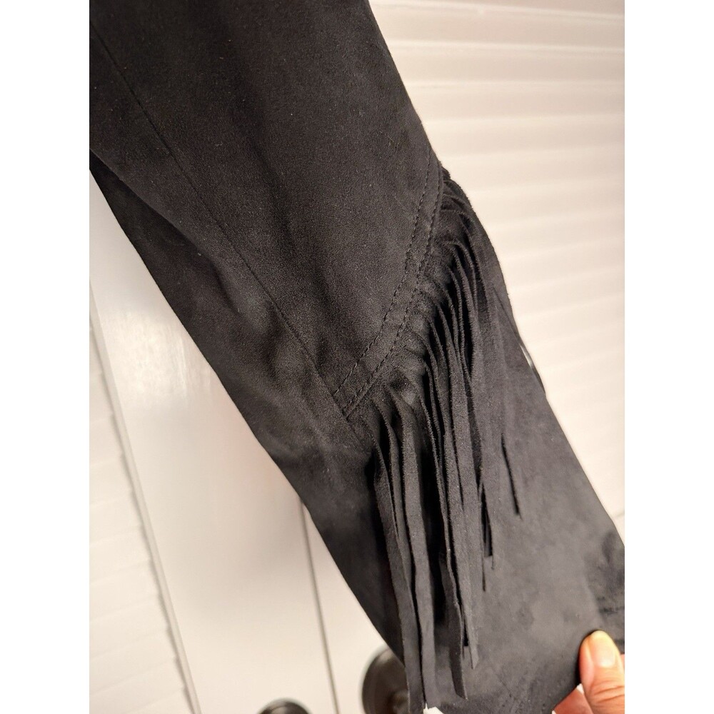 Torrid Black Faux Suede Fringe Moto Jacket Cropped Western Boho Size 2X - Picture 2 of 9